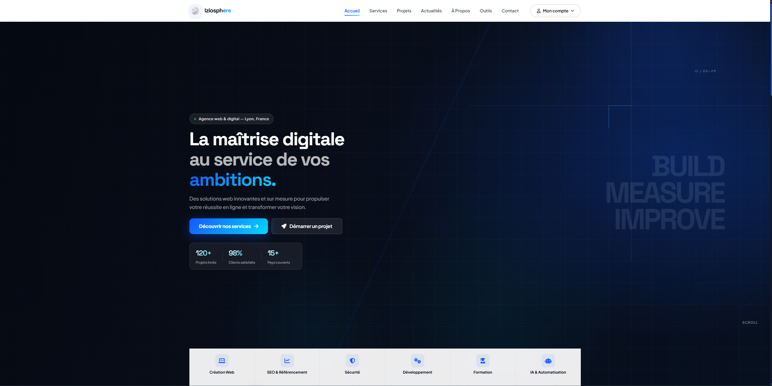 Aperçu du projet Le site internet d'Iziosphere