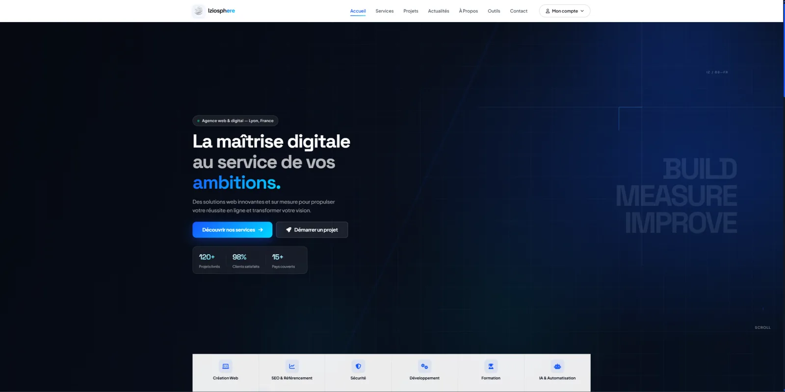 Aperçu du projet Le site internet d'Iziosphere